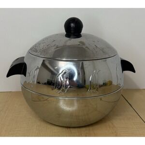 Vintage West Bend Penguin Hot Cold Server Ice Bucket Chrome MCM